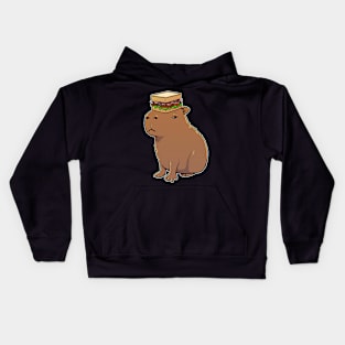 Capybara with a BLT Sandwich on its head Kids Hoodie